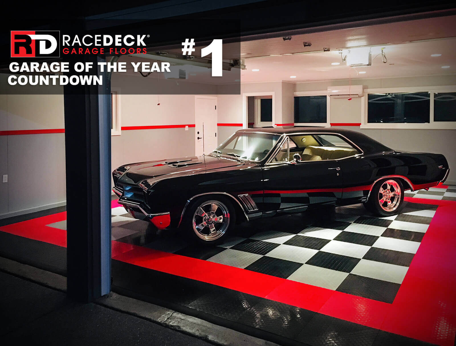 The grand prize winning entry featuring RaceDeck Diamond with Tuffshield<sup>®</sup> flooring, not to mention the sweet Buick GS that calls this garage home.