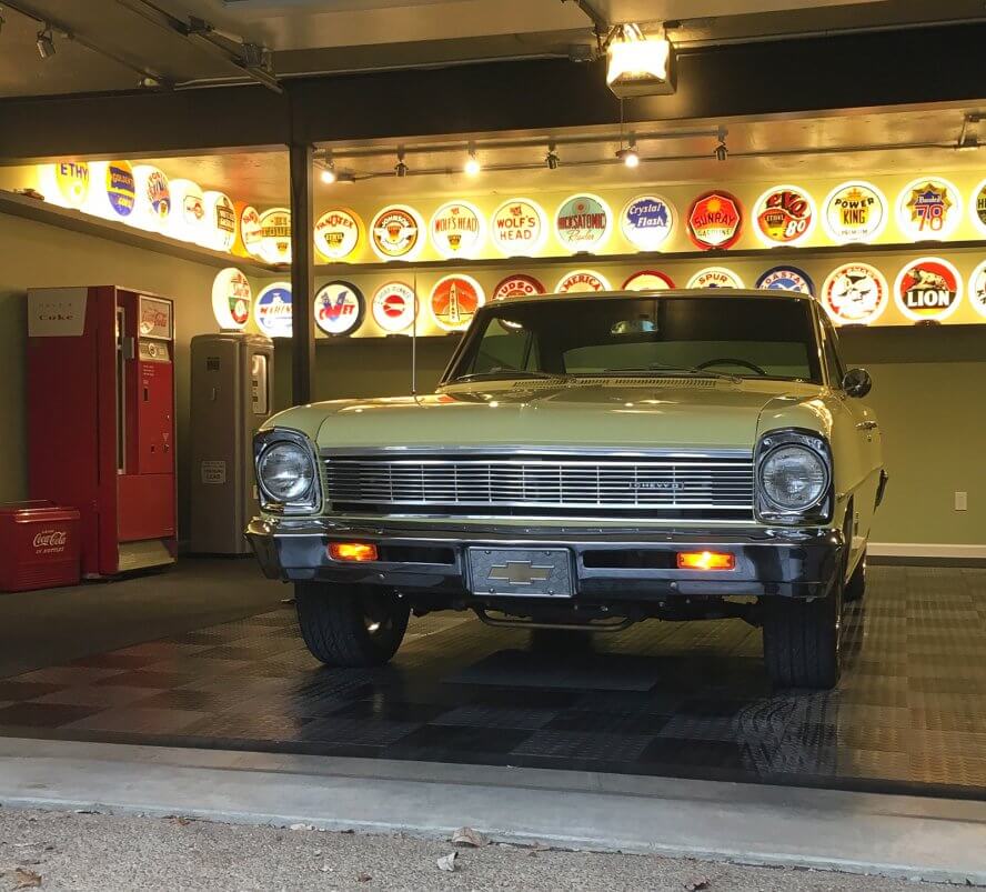 John Jarvis - Vintage Chevy in a retro themed garage
