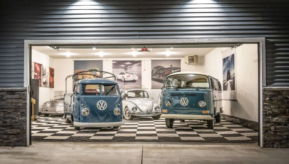 1C1A2200 Edit scaled two vintage cars in a garage with a vintage feel