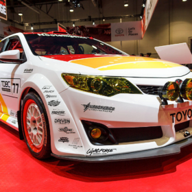 Red RaceDeck Diamond sets the stage for this decked out Toyota racecar