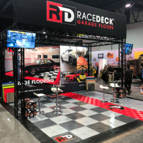 The RaceDeck booth at SEMA 2018