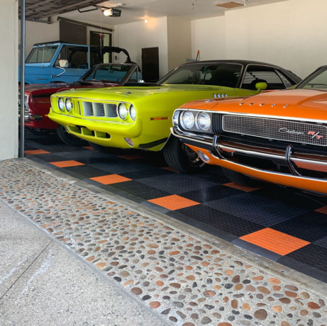 A car collector's garage with CircleTrac Garage tiles