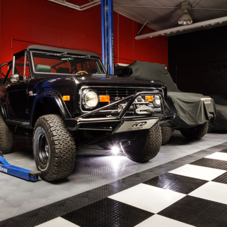 A Ford Bronco on RaceDeck Diamond with TuffShield® high-gloss coating