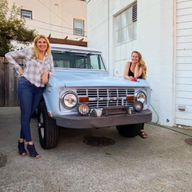 Kerry Moller and her new 1969 Bronco at the Mark restaurant in Olympia Washington.