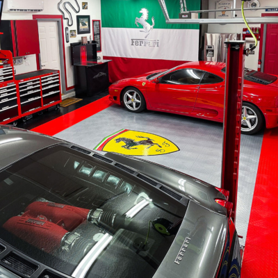 Allen and Sasha Crisp's Garage with Ferraris