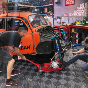 Working on their latest project at the Hoonigan SEMA booth