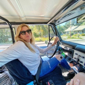 Kerry Moller of RaceDeck taking a 1969 Ford Bronco for a test drive.