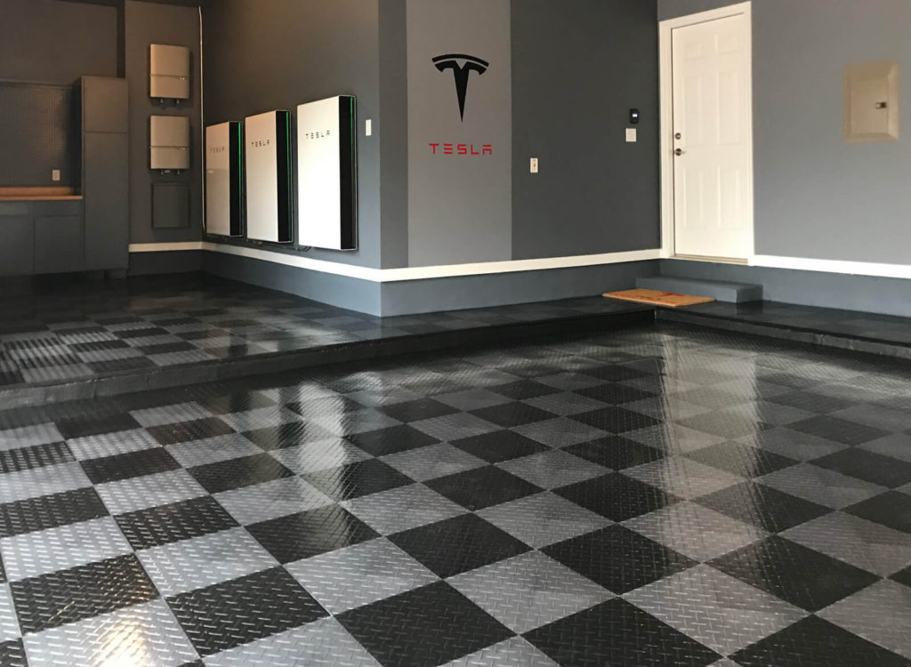 Empty view of Michelle's Tuffshield Tesla garage