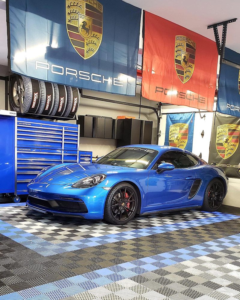 Porsche in Garage RaceDeck Garage Flooring