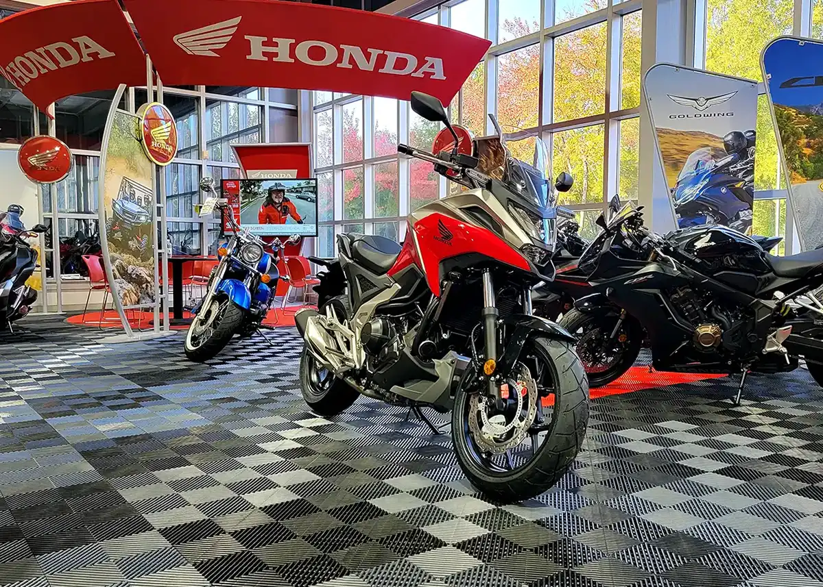 Honda motorcycle display at a dealership