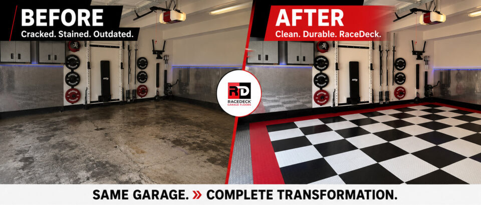 Garage Floor Tile before and after